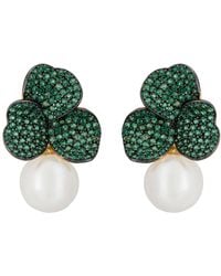 LÁTELITA London - Iris Flower And Pearl Dangle Earrings Emerald - Lyst
