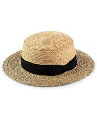 Justine Hats - Neutrals Stylish Straw Boater Hat With Brim - Lyst