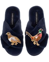 Laines London - Classic Laines Slippers With Pheasant & Hen Brooches - Lyst