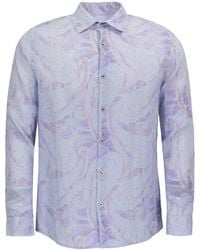 lords of harlech - Laurent Marakesh Paisley Helio Linen Printed Shirt - Lyst