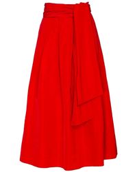 The Extreme Collection - Midi Skirt Taffeta With Waist Tie - Lyst