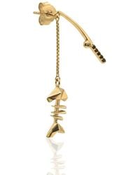 Frenvyrn - Mars 18K Vermeil Fishin' Fish Bone Dangle Earring Single For Left Ear - Lyst