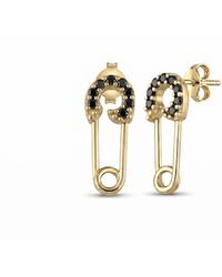 Spero London - Sterling Jewelled Mini Safety Pin Stud Earrings - Lyst