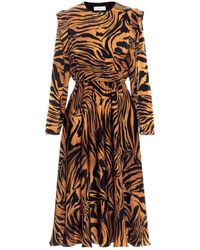 Nissa - Zebra Print Satin Dress - Lyst