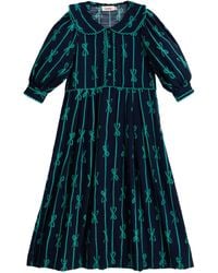 Louche - Caris Tie Up Statement Collar Three Quarter Sleeve Midi Dress – - Lyst