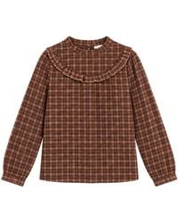 LAtelier London - Plaid Ruffle Collar Blouse - Lyst