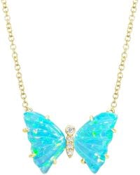 KAMARIA - Mini Butterfly Necklace With Diamonds & Prongs - Lyst