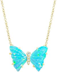 KAMARIA - Mini Butterfly Necklace With Diamonds & Prongs - Lyst