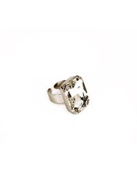 Addicted - Neutrals Celeste Ring Plated With Natural Crystal - Lyst