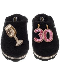 Laines London - Teddy Closed Toe Slippers With 30Th Birthday & Champagne Glass Brooches - Lyst