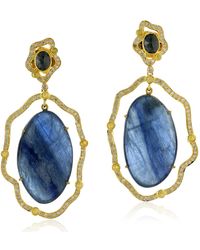 Artisan - Kyanite Dangle Earrings 18k Yellow Gold Diamond Handmade Jewelry - Lyst
