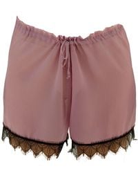 Noblesse Oblige - A Chiffon Drawstring Eyelash Lace Trimmed Shorts - Lyst