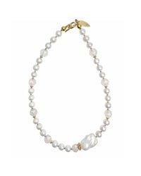 Farra - Freshwater Pearl With Agate And Baroque Pearl Choker Necklace - Lyst