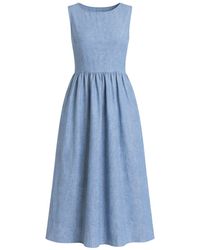 Nikka Place - Linen Floor-Length Sleeveless Maternity Dress With Pockets - Lyst