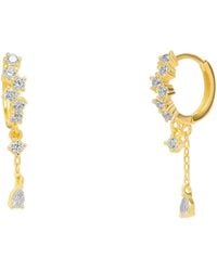 Spero London - Dripping Sterling Huggie Drop Earring - Lyst