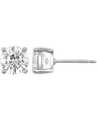 Diamonbliss - Embellished Swarovski Stone Platinum Plated Sterling Solitaire Round Cut Stud Earrings Three Carats - Lyst