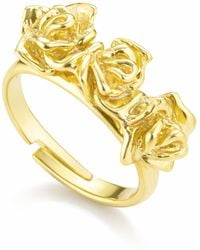Unaloe - Vermeil Triple Rose Adjustable Ring For – Meaningful Floral Jewelry - Lyst