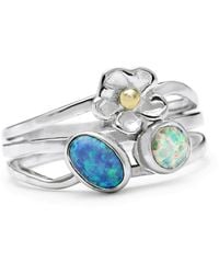 Isla Silver - Two Tone Opal Flower Ring - Lyst