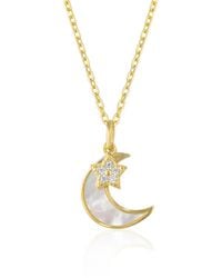 Spero London - Sterling Mother Of Pearl Moon & Star Pendant Necklace - Lyst