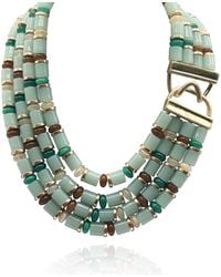 Michael Nash Jewelry - Neutrals Zita Four Strand Multi Color Jade Resin Necklace - Lyst