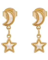 Karma and Luck - Ethereal Glow Moonstone Moon & Star Earrings - Lyst