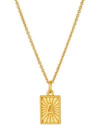 Posh Totty Designs - Yellow Gold Plated Sunbeam Rectangle Initial Charm Necklace - Lyst
