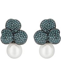 LÁTELITA London - Iris Flower And Pearl Dangle Earrings Aqua - Lyst