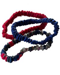 Soft Strokes Silk - Set Of Three Pure Mulberry Silk Skinny Scrunchies Weekly Special Hair Ties Midnight Garden - Lyst