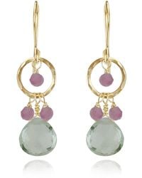 MOUNIR LONDON - Green Amethyst Hoop Drop Earrings - Lyst