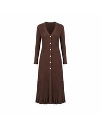 Yumi' - Viscose Knitted Midi Ribbed Dress - Lyst