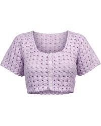 Ana Chic - Lilac Openwork Handmade Crochet Top - Lyst