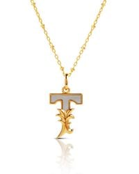 Kasun - Plated T Initial Necklace With Mother Of Pearl - Lyst