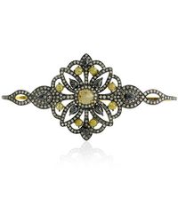 Artisan - Natural Ice Diamond In 18k Yellow & 925 Silver Designer Palm Bracelet - Lyst