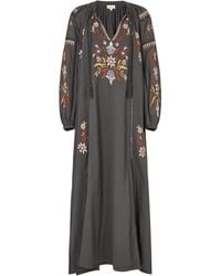 Raffya - Elisa Kaftan Style Embroidered Maxi Dress - Lyst