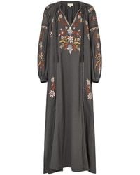 Raffya - Elisa Kaftan Style Embroidered Maxi Dress - Lyst