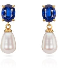 Augustine Jewels - Kyanite And Baroque Pearl Short Drop Earrings - Lyst