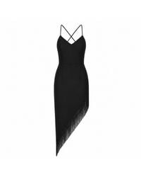 Nomi Fame - Ondine Dress With Asymmetric Skirt And Beaded Fringes - Lyst