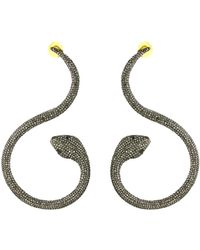 Artisan - Natural Diamond Dangle Earrings 14k Yellow Gold 925 Sterling Silver Jewelry - Lyst