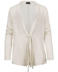 Conquista - Neutrals Sand Open Front Linen Cardigan - Lyst