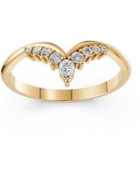 Aya Fine Jewelry - Pear & Round Curved Lab Diamond Chevron V Ring - Lyst