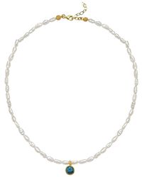 LINYA JEWELLERY - Cosmic Small Pearl Zodiac Necklace Birthstone - Lyst