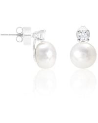 Pearls of the Orient Online - Stella Cultured Freshwater Pearl & Crystal Stud Earrings - Lyst