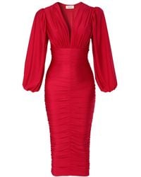 AGGI by HALEWSKI - Gloria Long Sleeve Draped Dress - Lyst
