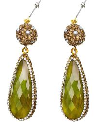 Farra - Teardrop Opal Rhinestone Sophisticated Dangle Earrings - Lyst