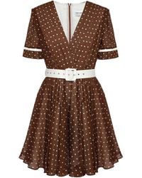 POST MERIDIEM - Mini Dress With Pleated Bodice & Waist Belt - Lyst