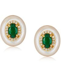 Janus Edinburgh - Snake Eye Vermeil Mother Shell Pearl Earrings - Lyst