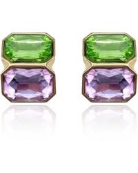 Michael Nash Jewelry - Clara Peridot And Light Amethyst Double Stone Clip Earrings - Lyst