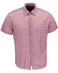 lords of harlech - Tobias Mud Geo Coral Merino Wool Shirt - Lyst