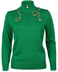 Laines London - Laines Couture Quarter Zip Jumper With Embellished & Gold Wrap Snake - Lyst