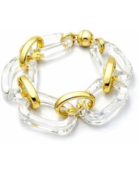 Gold & Honey - Clear And Rectangle Link Lucite Bracelet - Lyst